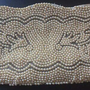 Vintage Beaded White Dressy Clutch Bag Purse by Le Jule